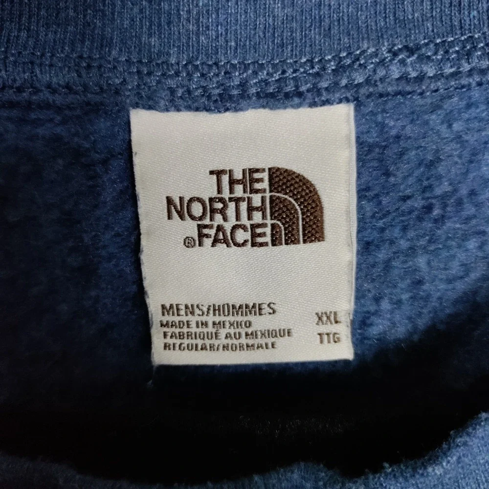 The North Face Mens XXL Blue Crewneck Sweatshirt Logo Patch Pullover Regular Fit